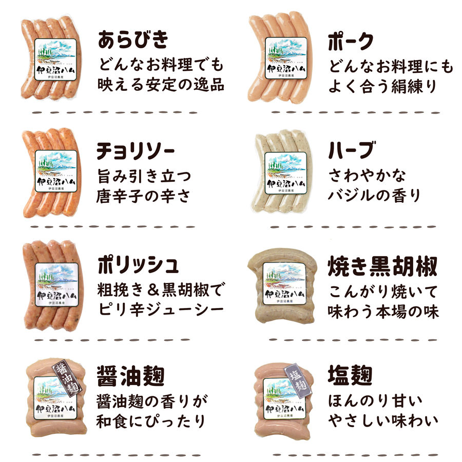 人気の「伊豆沼ハム」シリーズ各種ウインナーソーセージ！