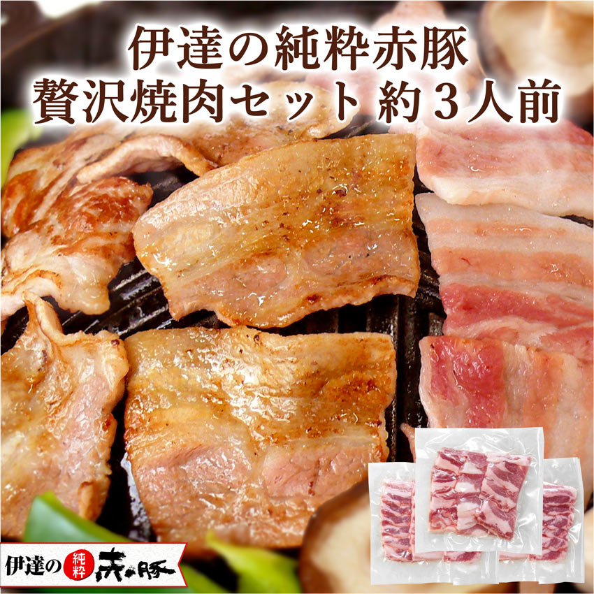 伊達の純粋赤豚 贅沢焼肉セット 約3人前 750g